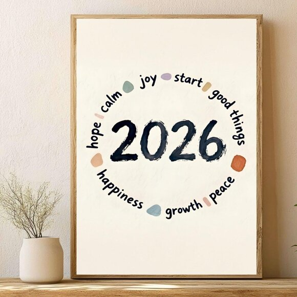 Other - Hello 2026 Typography Poster – Hopeful New Year Inspirational